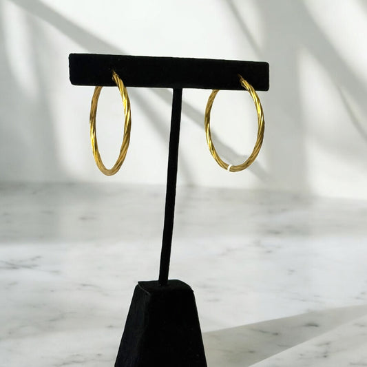 10K Yellow Gold Braided Fashion Hoop Earrings / 2.4gr