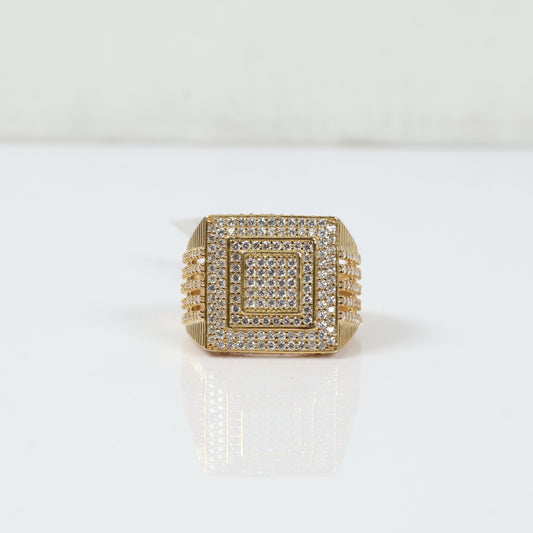 10K YG 0-10 Luxury Square Rings / 8.3gr / Sz 11.5 / White Zircons