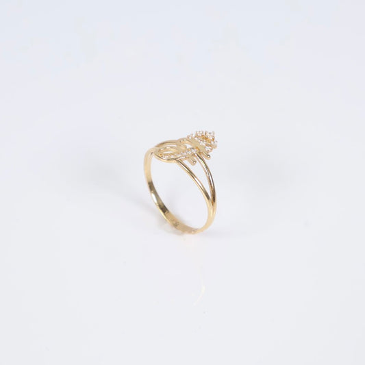 14K YG Letter J Ring / 1.41gr / Sz 7.5 / White Zircons