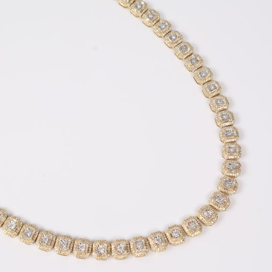 10K YG Diamond Luxury Square Chain / 29.73gr / 7.2mm / 20in / D-6.61Ct