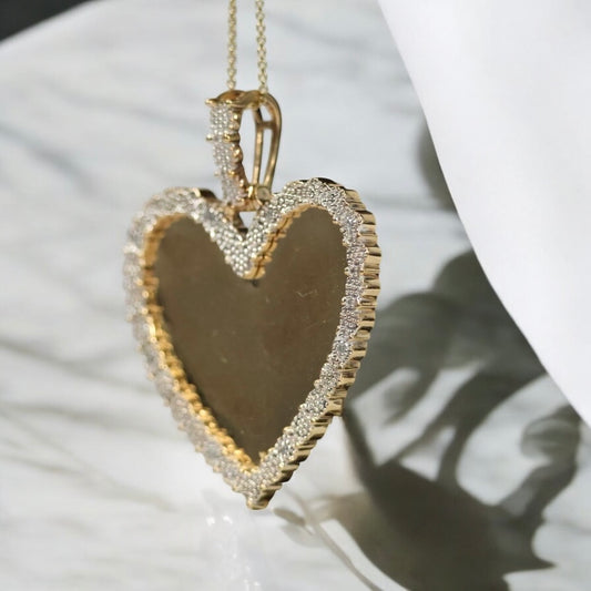 10K YG Memorial Heart Pendant / 6.4Gr / 1.4in /