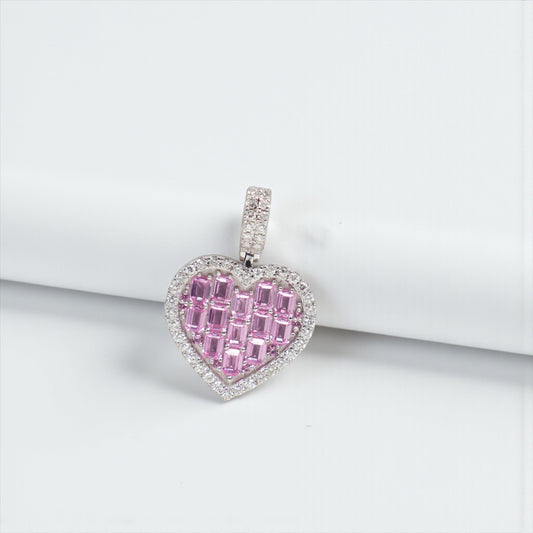 14K WG Diamond Heart With Sapphire Pendant / 5.66gr / 1in / S-2.35Ct / D-0.65Ct