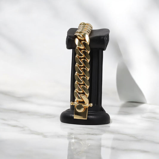 10K YG Cuban Links Bracelet / 114gr / 14mm / 8.5in /