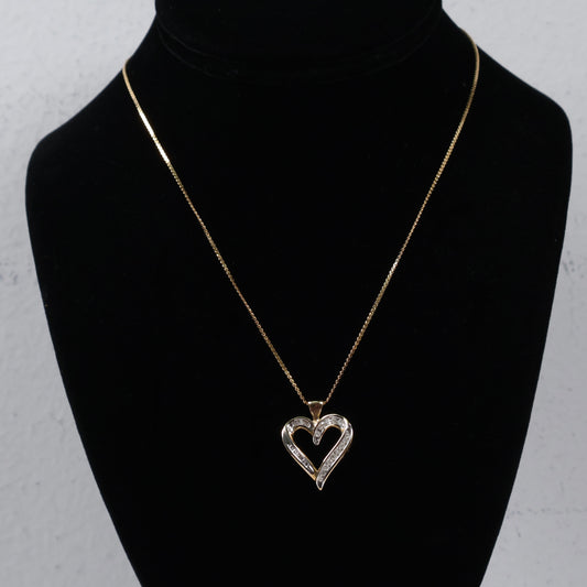 10K Yellow Gold Heart Jewelry Set With Diamond / 4.6gr