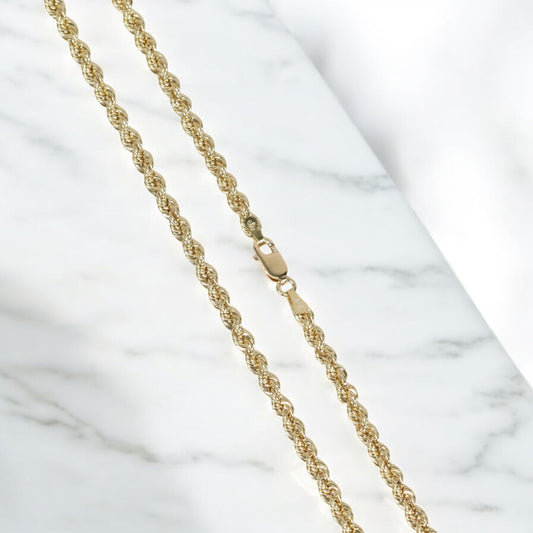 10K YG Hollow Rope Chain / 6gr / 3.5mm / 20in /
