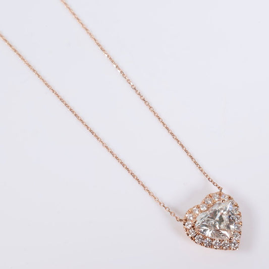 14K RG Lab Diamond Heart Set Jewelry / 3.08gr / 1mm / 18in / 3.50Ct Lab / VS / F
