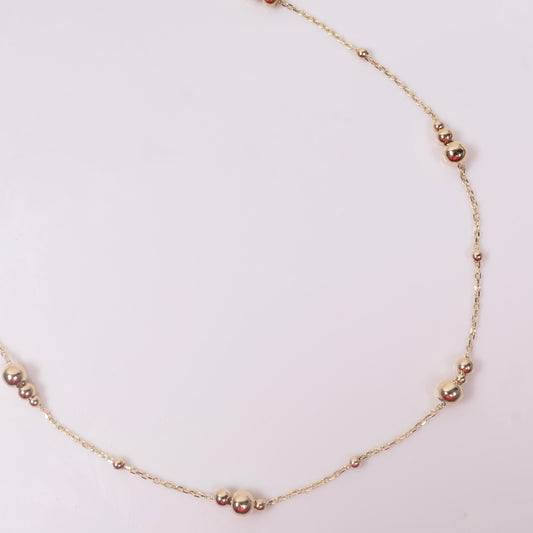 14K YG Smooth Balls Chain / 4.1gr / 1mm / 18in /