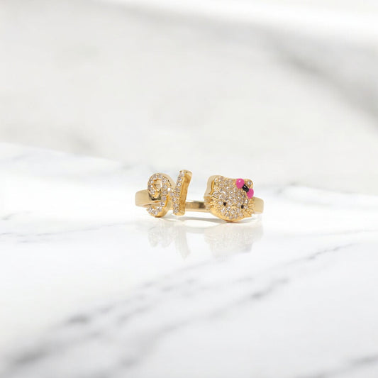 10K YG Diamond HK - Letter N Rings / 2.5gr / Sz 7 / 0.14Wt Dia