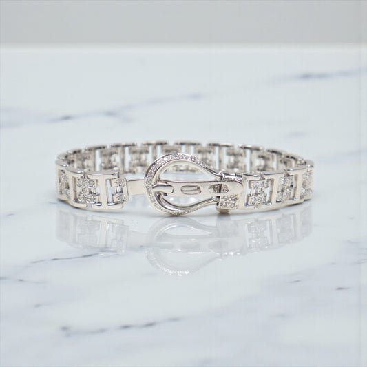 14K WG Diamond Luxury With Strap Style Bracelet / 20.3gr / 9mm / 7in / D1.53Ct