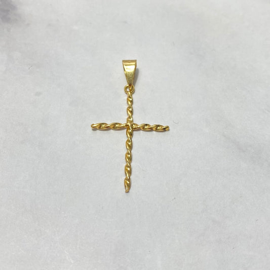 18K YG Cross Pendant / 1.06gr / 1.4in /