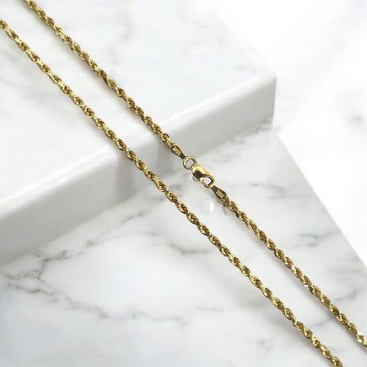 10K YG Rope Chain / 9.36gr / 2.4mm / 22in