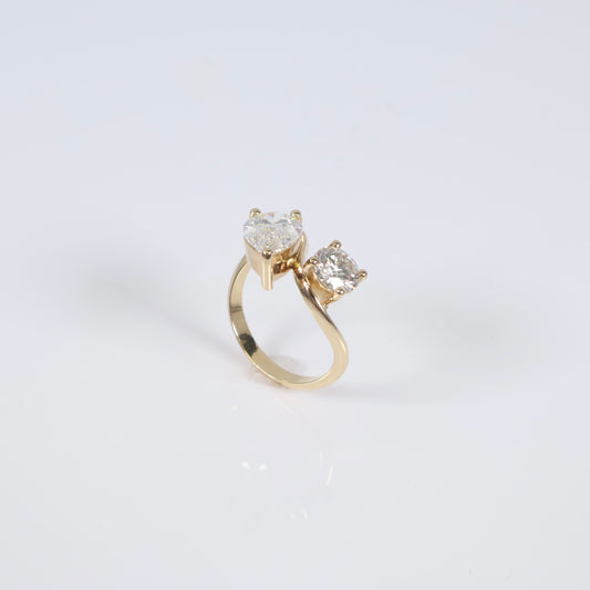 14K YG Lab Diamond Pear-Round Brilliant With Certificate Engagement Ring / 3.6gr / Sz 7 / 2.02Ct Lab Dia / E / VS1