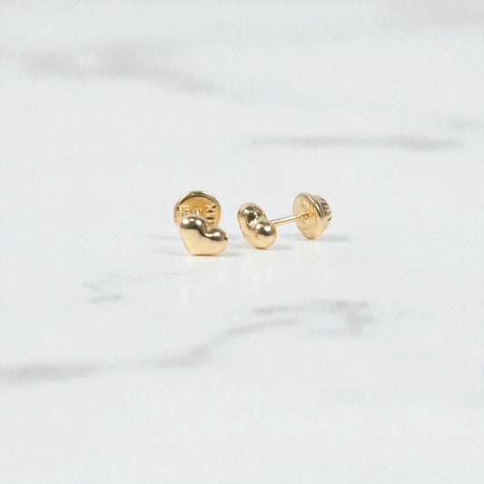 18K YG Heart Stud Earrings / 0.55gr / 6mm /