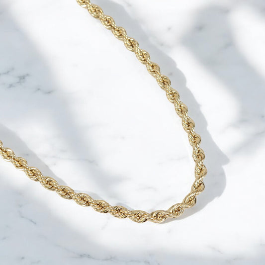 10K YG Hollow Rope Chain / 12.7gr / 5.3mm / 24in /