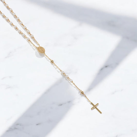 18K YG Rosary Chain / 6.35gr / 3mm / 18in / Pearls