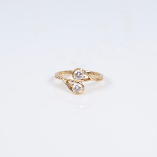 14K YG Diamond Pan Luxury Ring / 3gr / Sz 6 / 0.50Ct Dia
