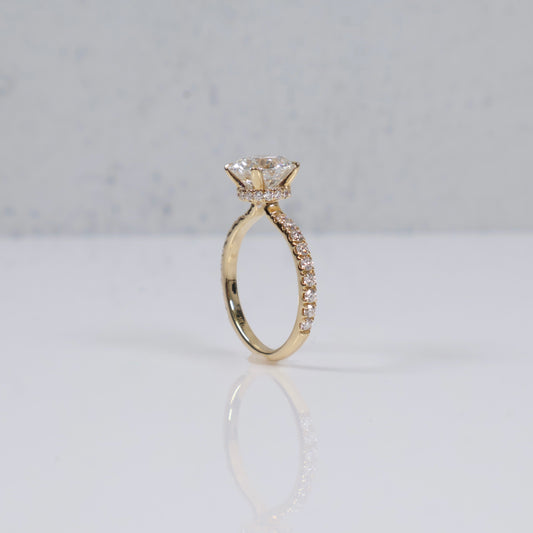 14K YG Lab Diamond Solitaire Round Brilliant With Certificate Engagement Ring / 3.3gr / Sz 7 / 3.32 CTTW Lab VS / E-F