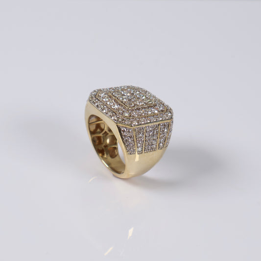 10K YG Diamond Square Luxury Rings / 14.8gr / Sz 9 3/4 / 3Ct Dia