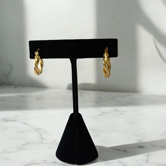 18K Yellow Gold Fashion Hoop Earrings / 2.1gr