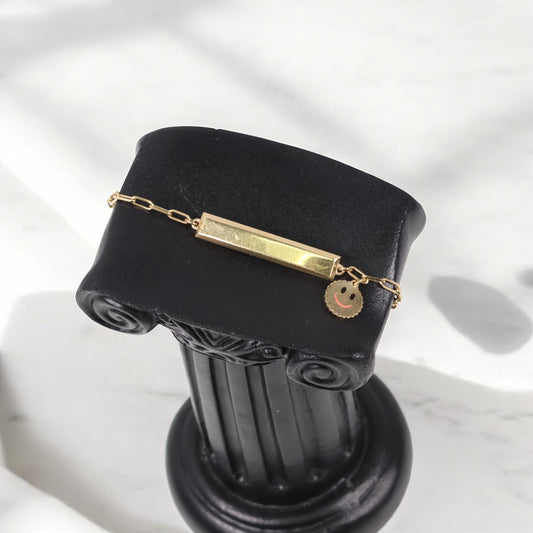 14K Yellow Gold Girl Baby Plate Bracelet / 2.9gr / 6in