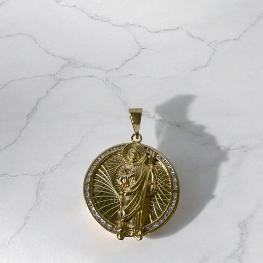14K Yellow Gold Christ Pendant With Zirconia / 4.8gr