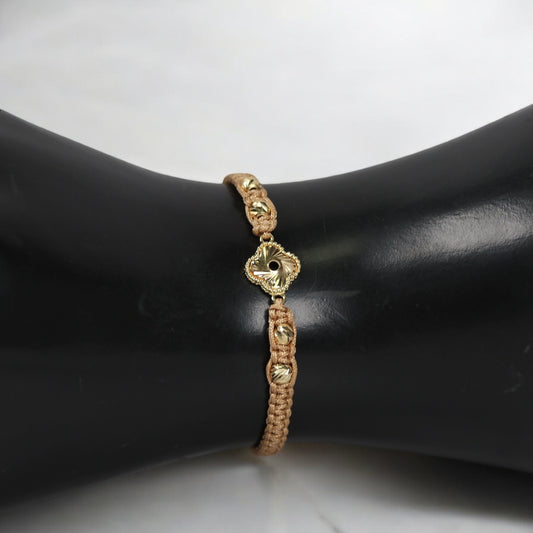 18K YG Diamond Cut Clover- Diamond Cut Balls Bracelet Tejido / 1.22gr / Adjustable /