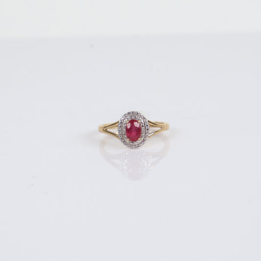 Ruby Ring 10K Yellow Gold With Zirconia / 2gr / Size 7