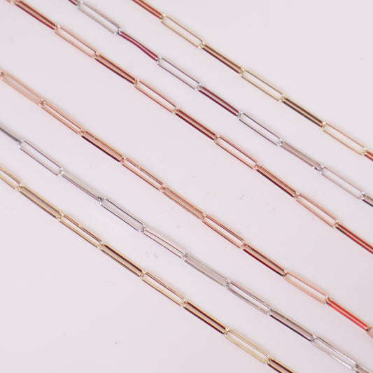 14K 3 Tone Paper Clip Chain / 10.3gr / 2mm / 16-17-18in /