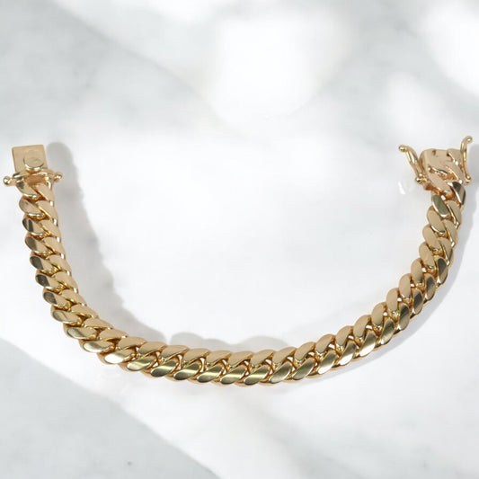 10K YG Micro Cuban Links Bracelet / 65.7gr / 10.6mm / 8in /