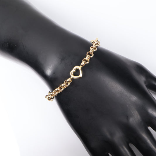 14K YG Roll-On With Hearts Bracelet / 5.5gr / 5.6mm / 7.5in /