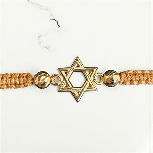 18K Yellow Gold Tejido David'S Star Bracelet Adjustable / 0.99gr