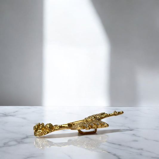 18K Yellow Gold Arcangel San Miguel Pendant With Zircons / 12gr