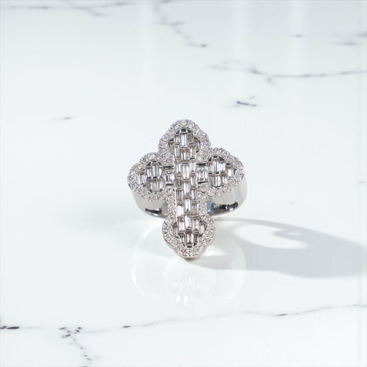 10K WG Diamond Baguette Cross Rings / 10.2gr / Sz 10 / D-2.28Ct