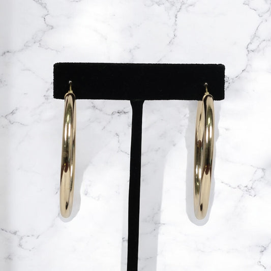 10K YG Fashion Hoop Earrings / 4.9gr / 1.7in /