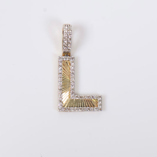 10K YG Diamond Letter L Pendant / 2.25gr / 0.8in / D-0.50Ct