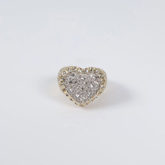 10K YG Diamond Heart Reverse Ring / 7.92gr / Sz 7 / 3.75Ct / VS2-SI / G-H