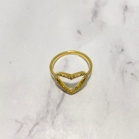 10K Yellow Gold Diamond Heart Silhouette Ring 0.25Ct Dia / 2.33gr / Size 7