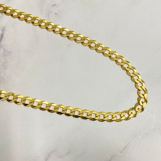 14K YG American Cuban Link Chain / 18.87gr / 5.7mm / 22in /