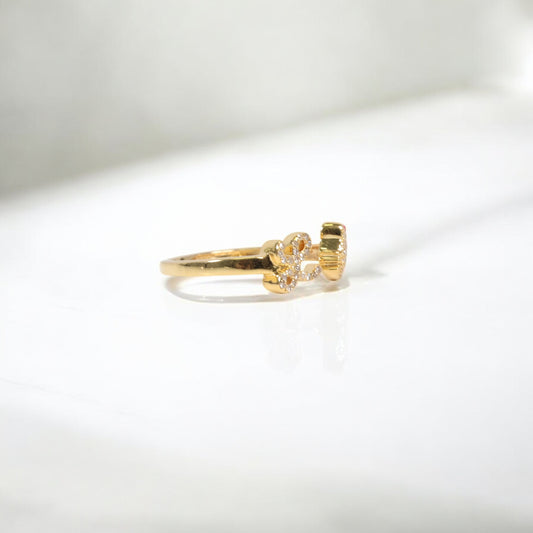 10K YG Diamond HK - Letter L Rings / 2.25gr / Sz 6 3/4 / 0.13Wt Dia