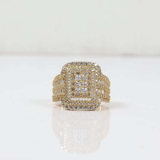 10K YG Luxury Rectangle Rings / 9.25gr / Sz 11 / White Zircons