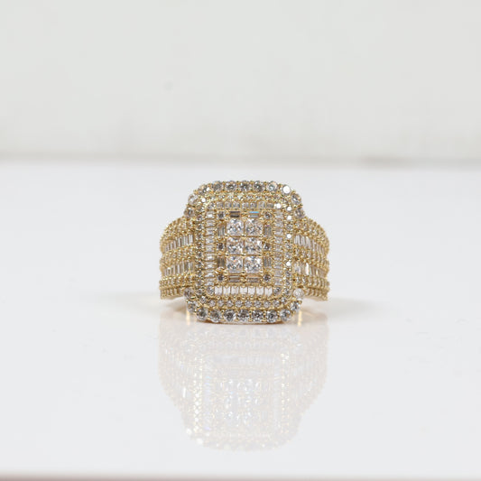10K YG Luxury Rectangle Rings / 9.25gr / Sz 11 / White Zircons