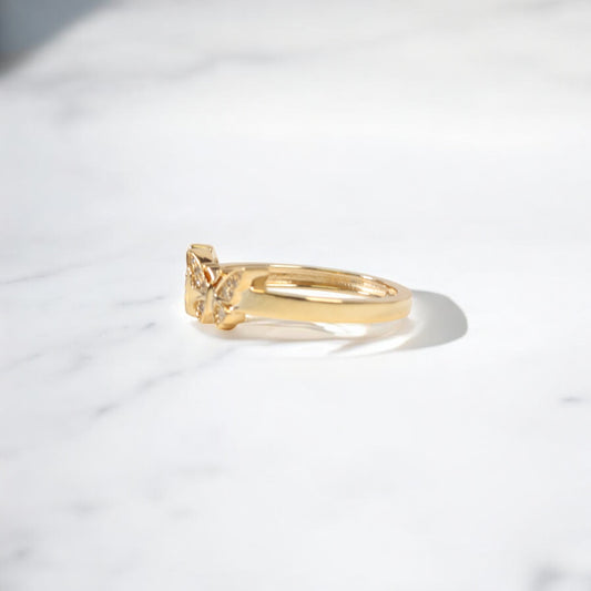 10K YG Diamond Butterfly - Letter I Rings / 2.16gr / Sz 6 / 0.08Wt Dia