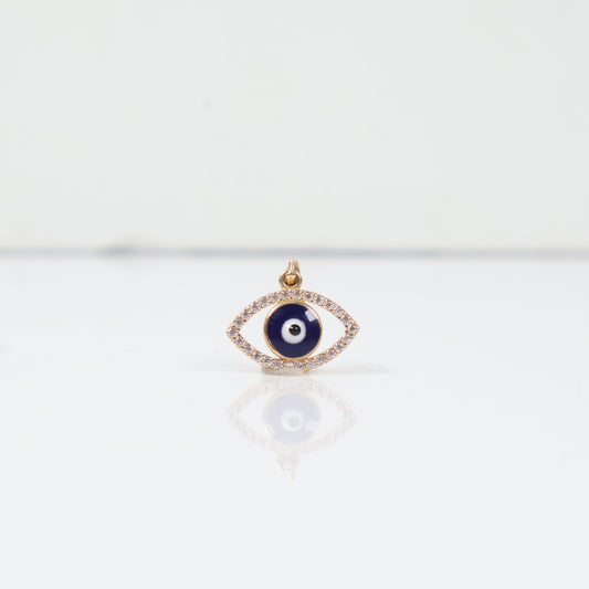 18K YG Evil Eye Pendant / 1.1gr / 0.6in / White Zircons