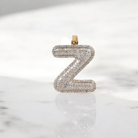 10K YG Diamond Letter Z Pendant / 2.8gr / 1.1in / 0.56Wt Dia