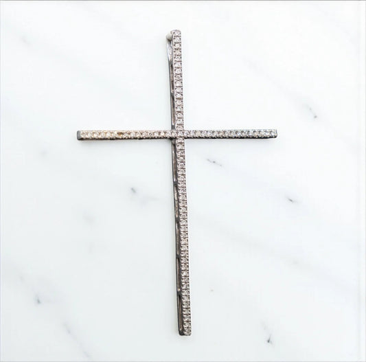 Diamond Cross Pendant 14K White Gold / 0.20Ct Dia / 2.7gr