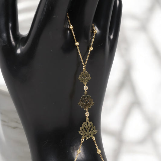 14K Yellow Gold Flower Bracelet With Zircons / 2.8gr
