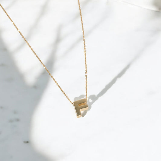 14K Yellow Gold Letter F Jewelry Set / 1.5gr / 1.2mm / 18in