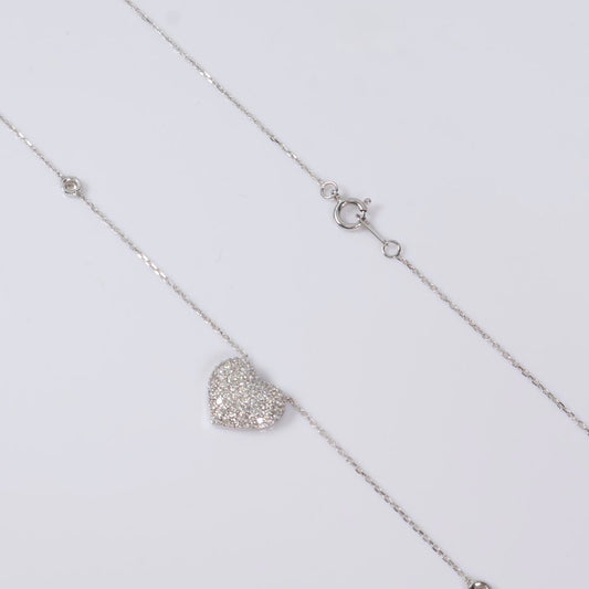 14K WG Diamond Heart Set Jewelry / 2.16gr / 1mm / 18in / 0.65Ct / VS2-SI / G-H
