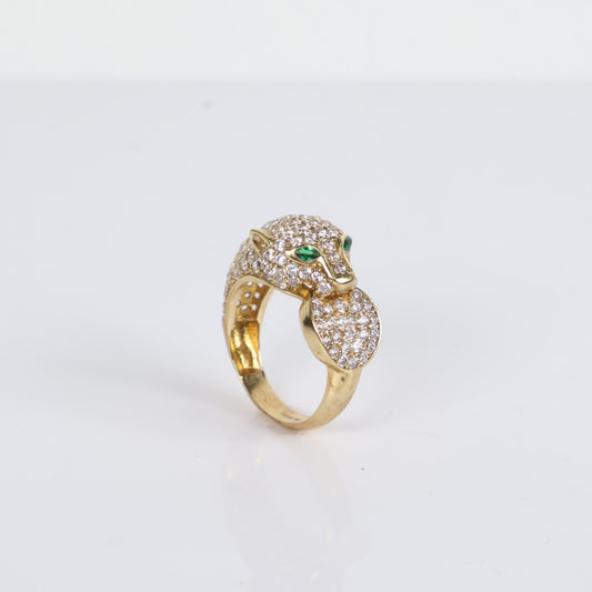 Panther Ring 10K Yellow Gold With Zirconia / 5.4gr / Size 7