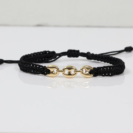 18K YG Modern Designer Link - Diamond Cut Balls Bracelet Tejido / 1.15gr / Adjustable /